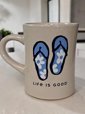 Life is Good Keep it Simple Flips Flops 15 oz Restaurant Diner Coffee Mug